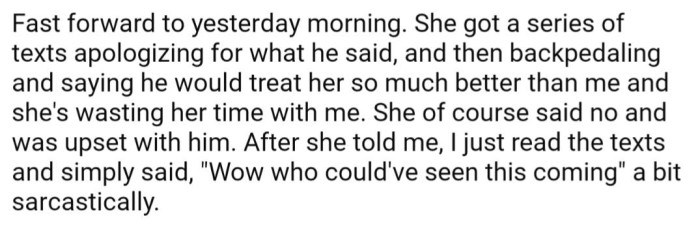 And OP did not make the best decision