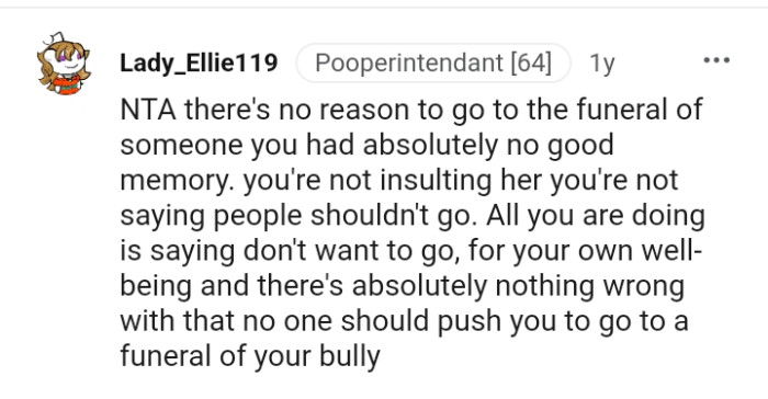 All the OP Is Doing Is Saying That She Won't Attend