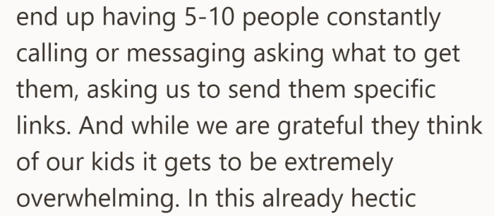 What should have been thoughtful turned chaotic as relatives kept asking for step-by-step shopping instructions.
