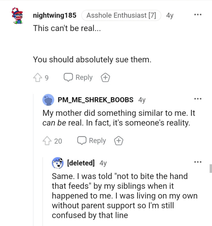 This Redditor supports the OP's decision to sue them