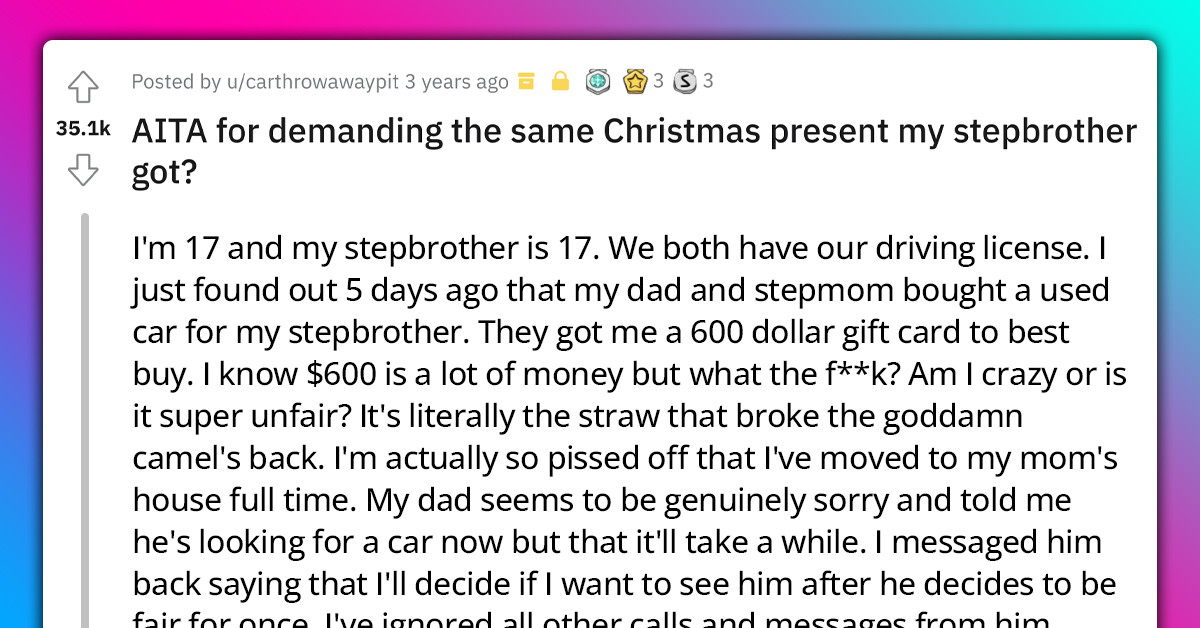 Teen Asks The Reddit Community If He Was Wrong For Demanding The Same Christmas Gift That His Stepbrother Got