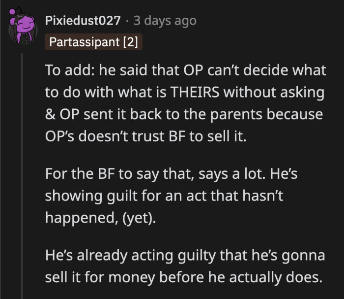 It's an admission of guilt.