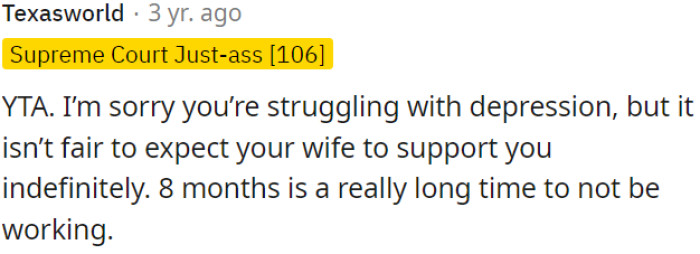 It's not fair to expect OP's wife to support him indefinitely