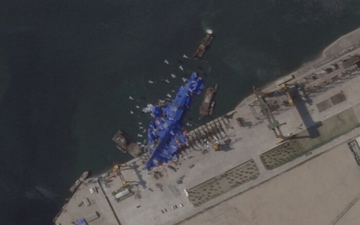 "North Korea's New Destroyer Capsizes At Launch (May 2025)"