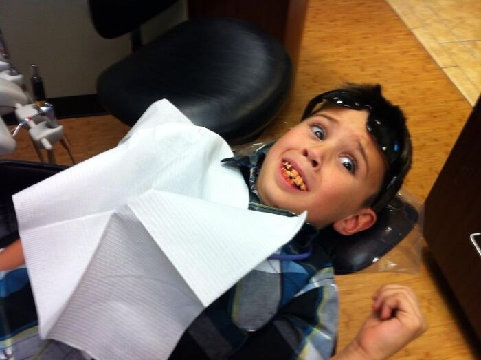 "My little cousin decided to pull a prank on the dentist this morning."