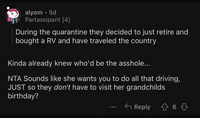 They have been doing it for fun but are not willing to do it for their grandkid.