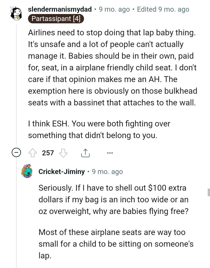 Babies should be in their own paid seat