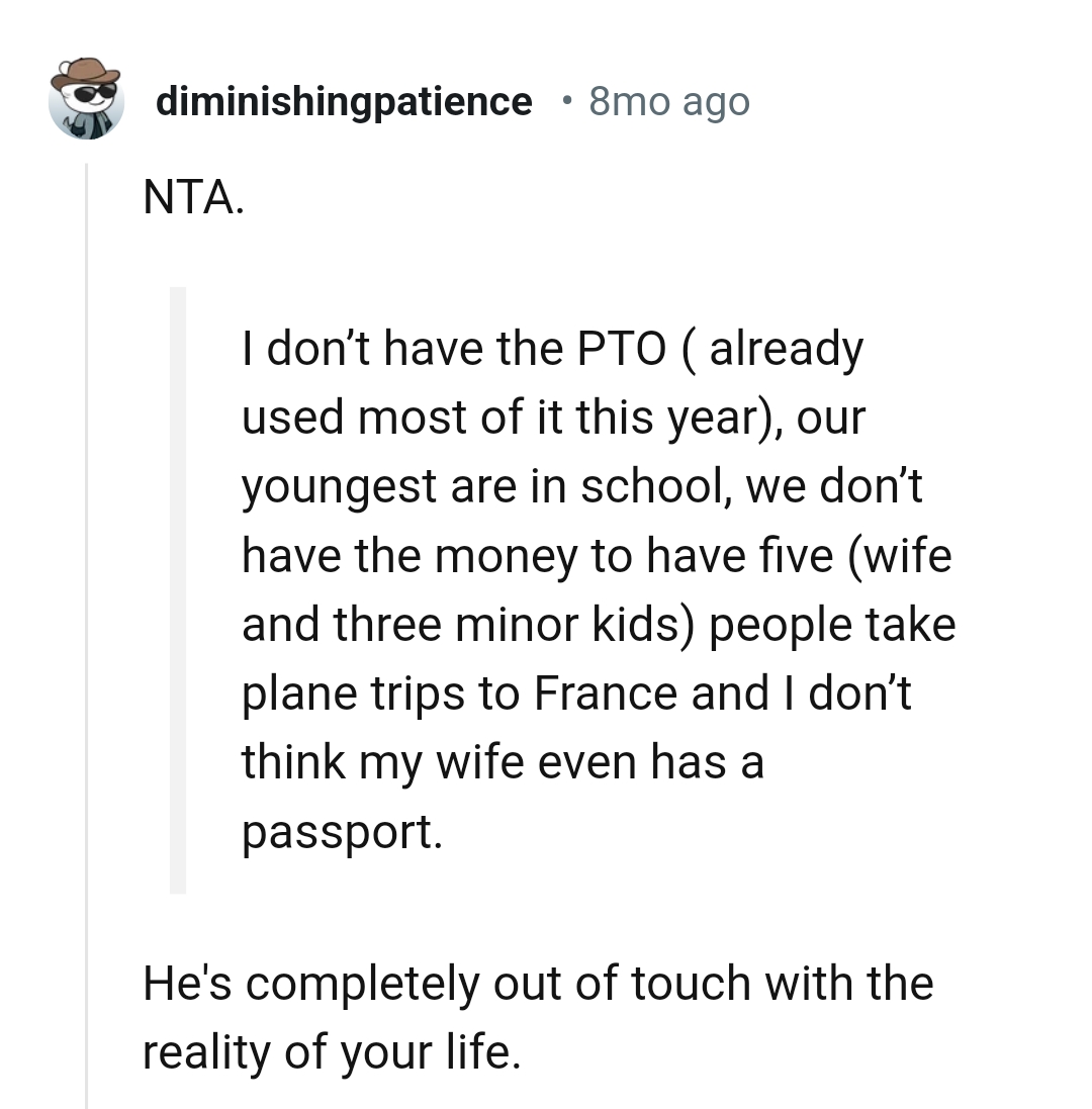 He's completely out of touch