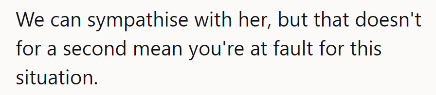 Sympathy? Absolutely. But pointing fingers? It's not her fault for this sideshow.