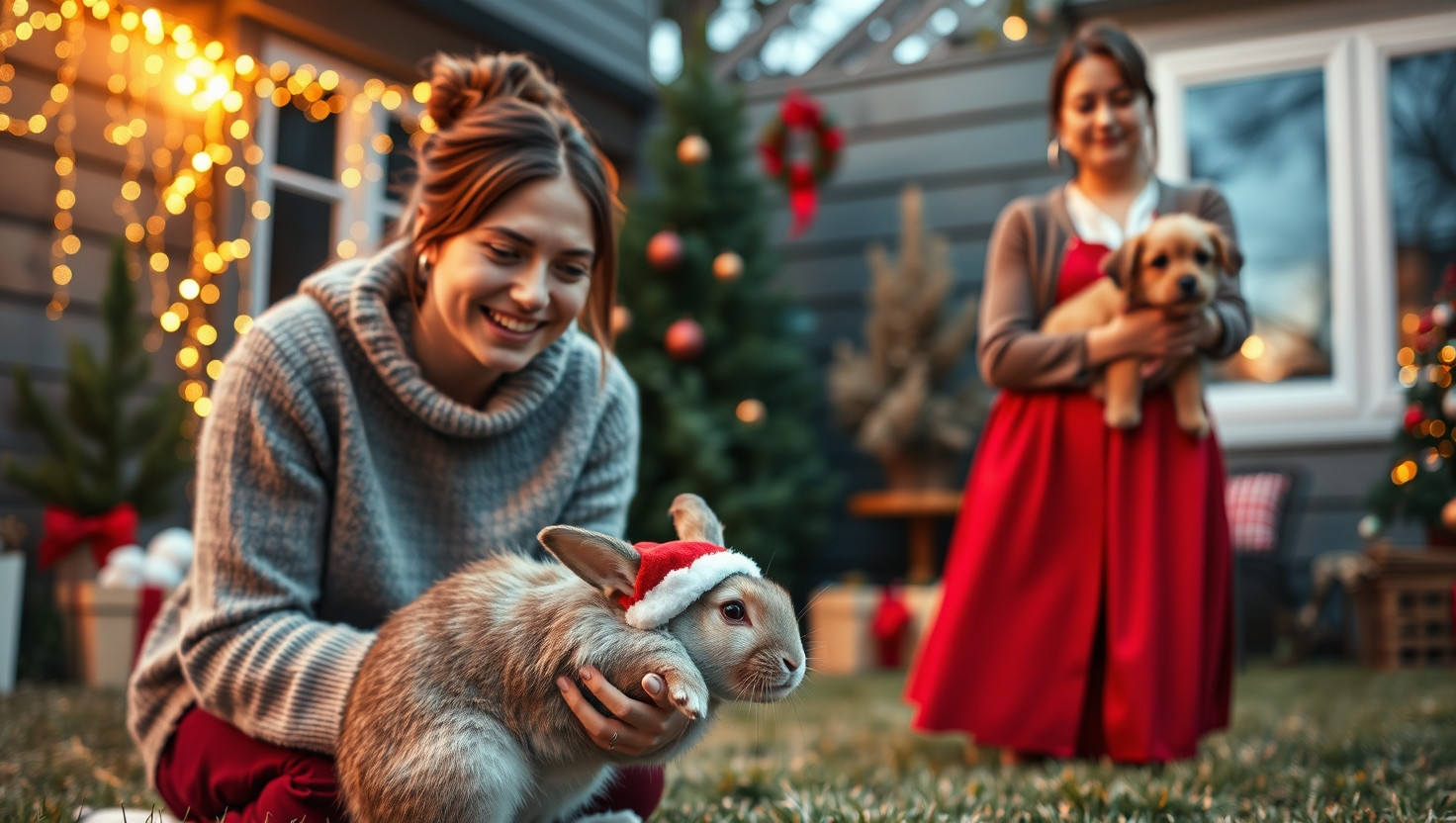 Family Feud: Should My Bunny Steal the Spotlight in Our Holiday Card Photoshoot?