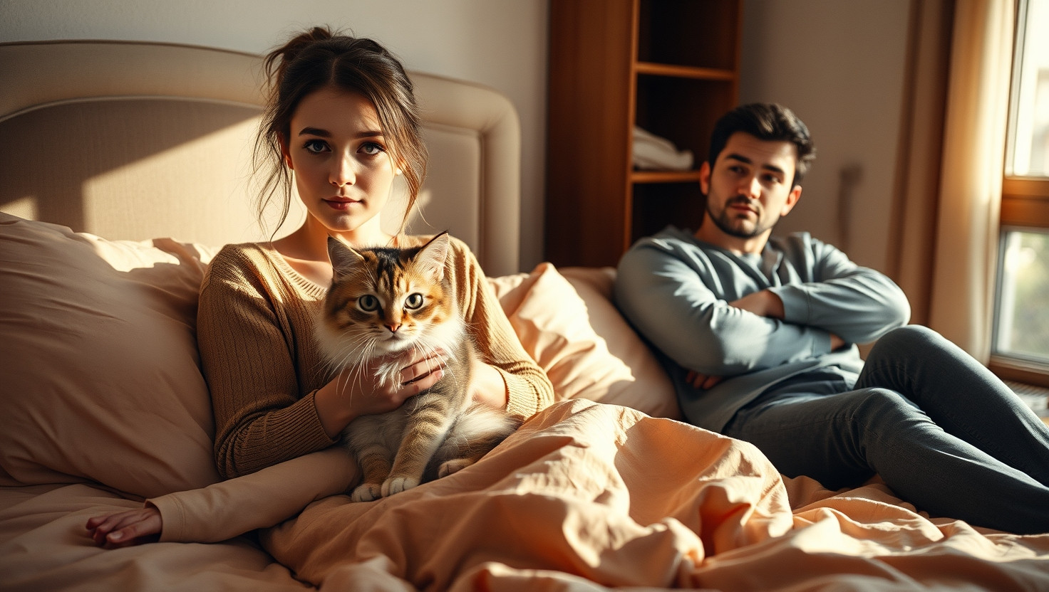 Balancing Love and Health: Partners Cat on Bed with Allergies