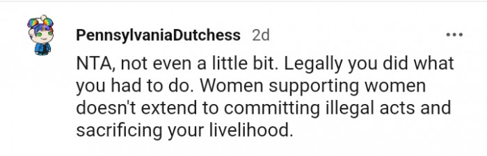 Women supporting women does not extend to this