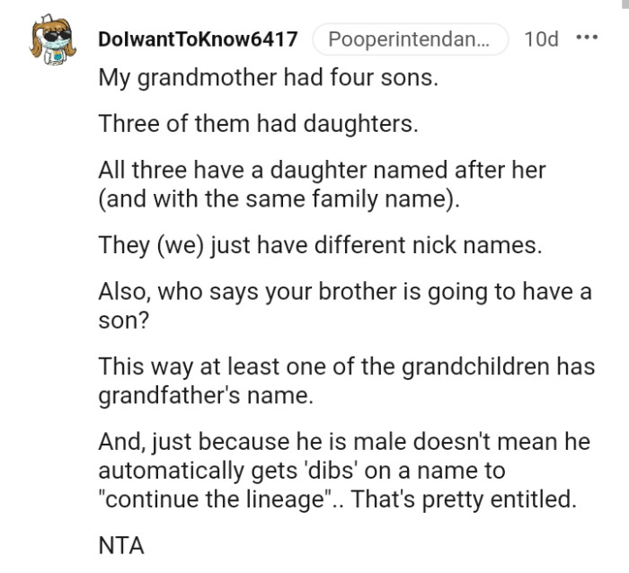 Who Says the OP's Brother Is Going to Have a Son?