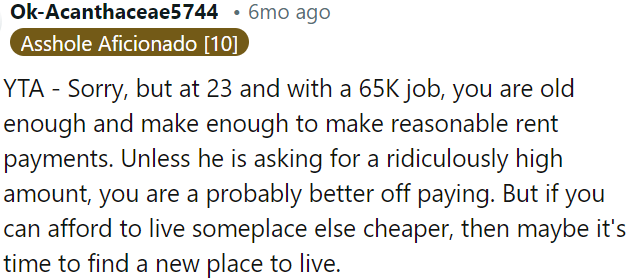 If OP can find a cheaper place to live, it might be time to move.