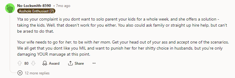 You're only damaging YOUR marriage at this point.