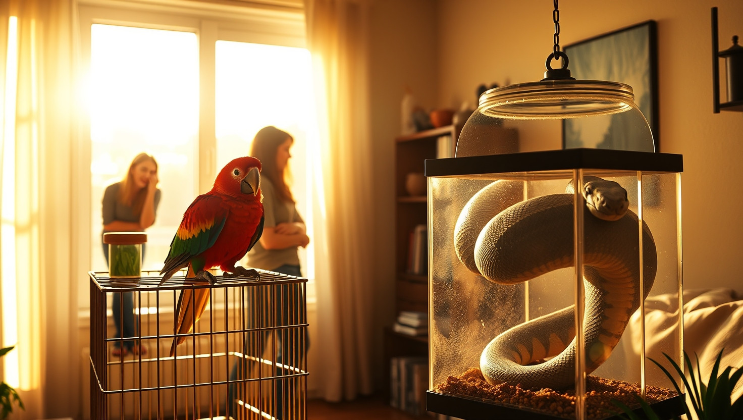 Roommates Noisy Parrot Vs. Pet Snake: A Conflict in a Shared Apartment