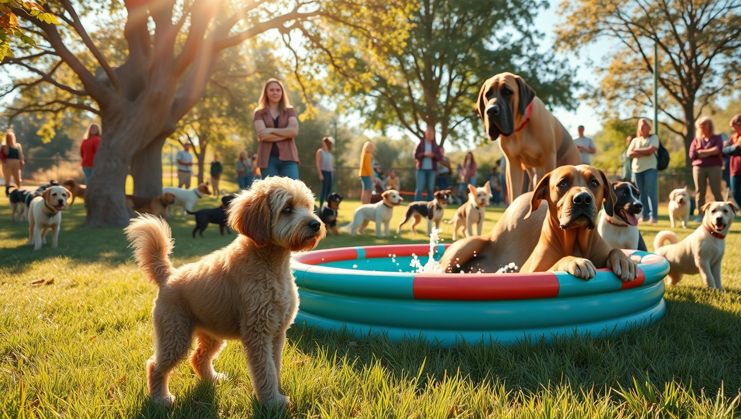 Dog Owner Debates Sharing Dog Park Pool with Newcomers Great Dane