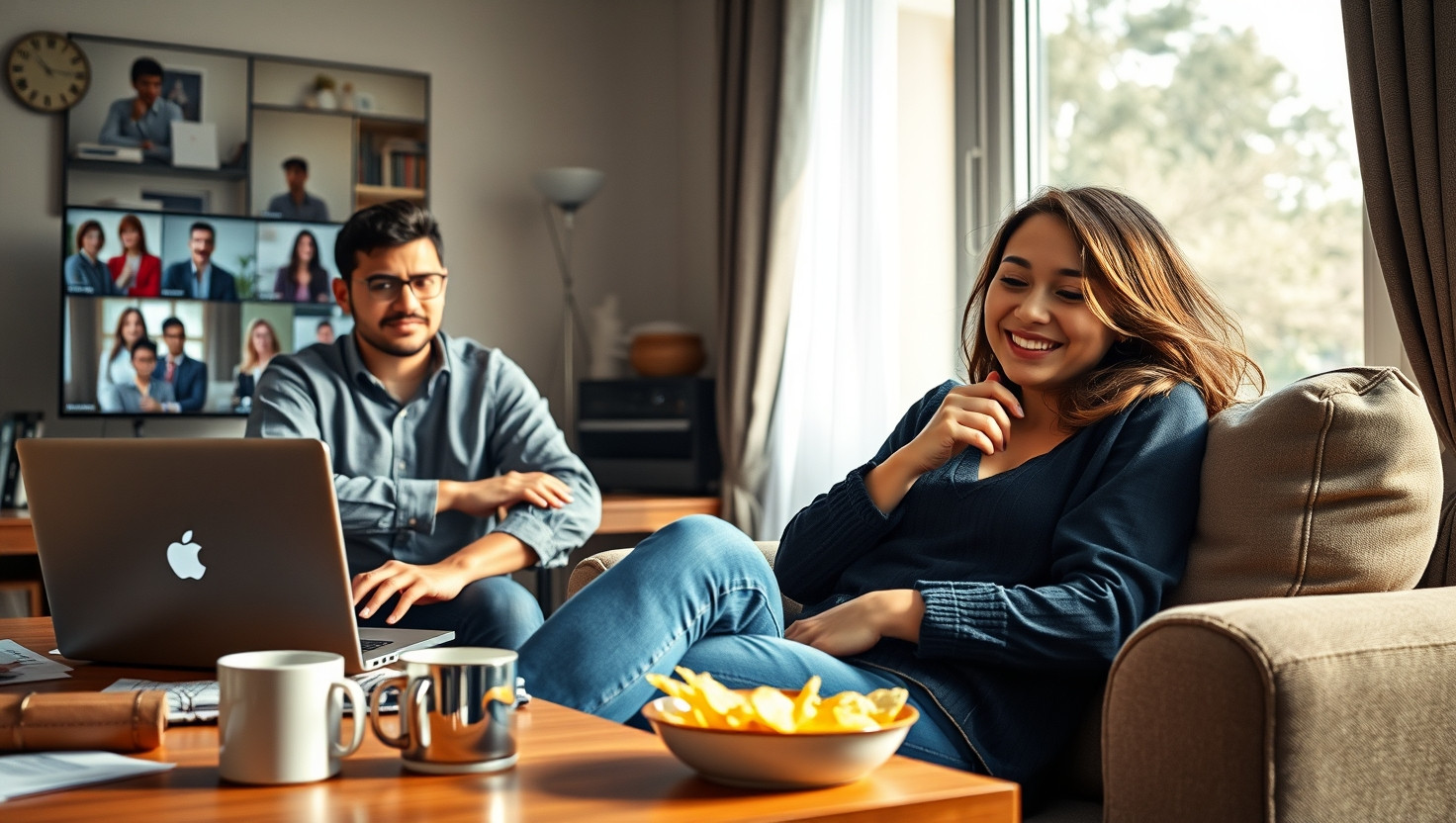 Is it rude to ask my partner to stop loud snacking during virtual meetings?