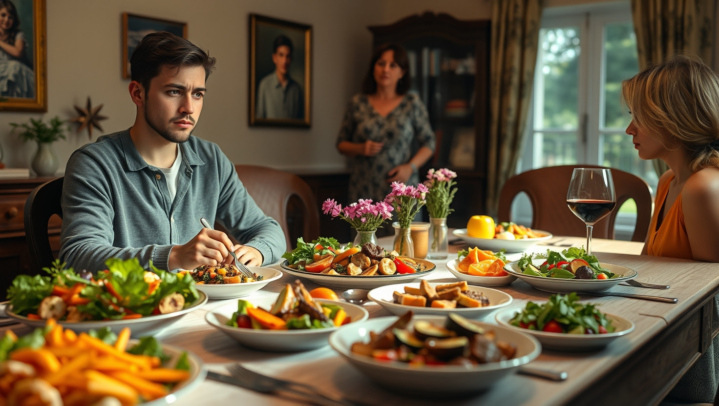 Family Drama Unfolds as Son Criticizes Moms Vegan Lifestyle at Heated Dinner