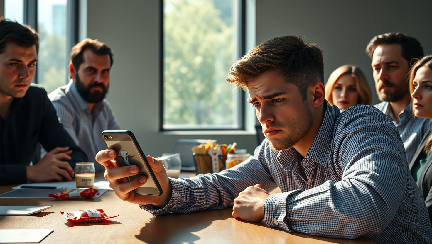 Caught on Camera: Confronting Sneaky Snack-Stealing Coworker in Office Meeting