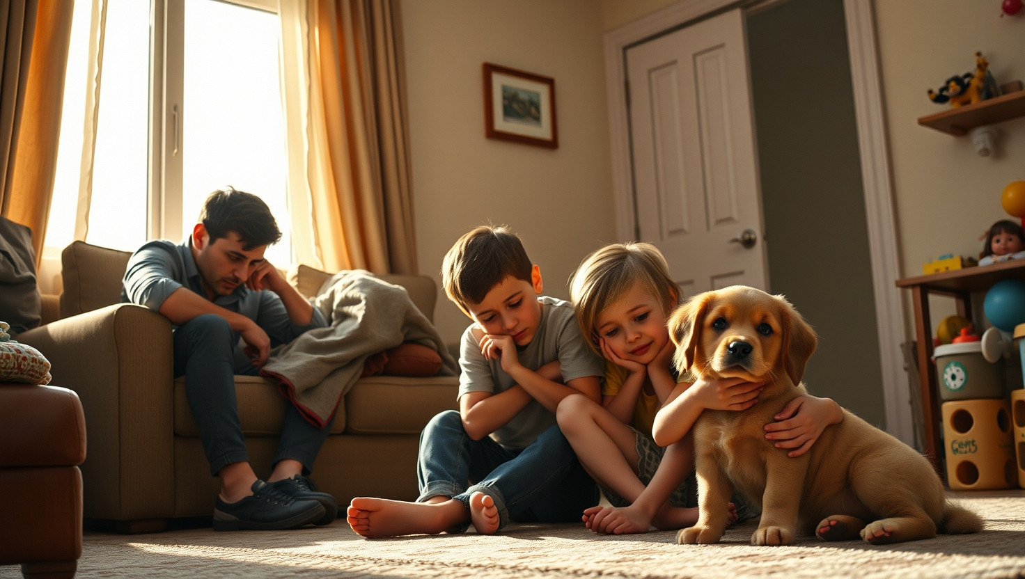 Struggling Father Faces Backlash for Rehoming Familys Beloved Adopted Puppy Due to Financial Hardship