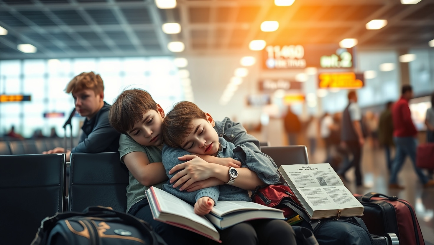 Mom Sparks Controversy Making Kids Sleep on Airport Benches During Layover