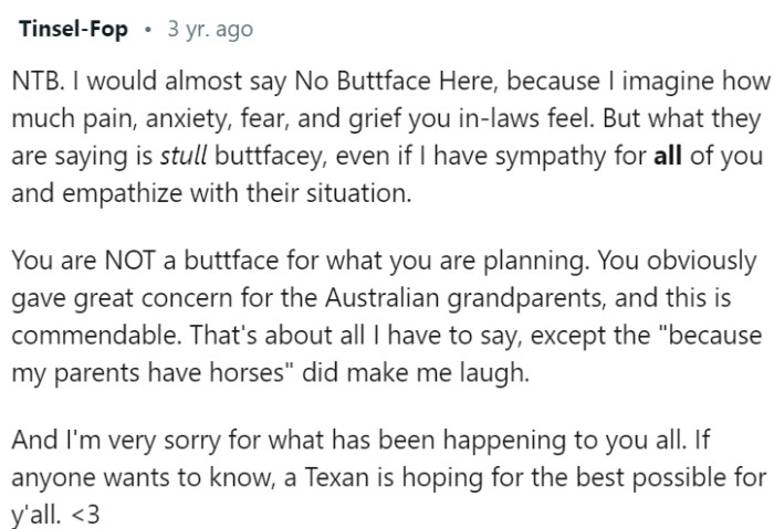 Your concern for the Australian grandparents is commendable