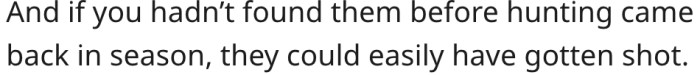 18. She could have accidentally shot them if it were hunting season.