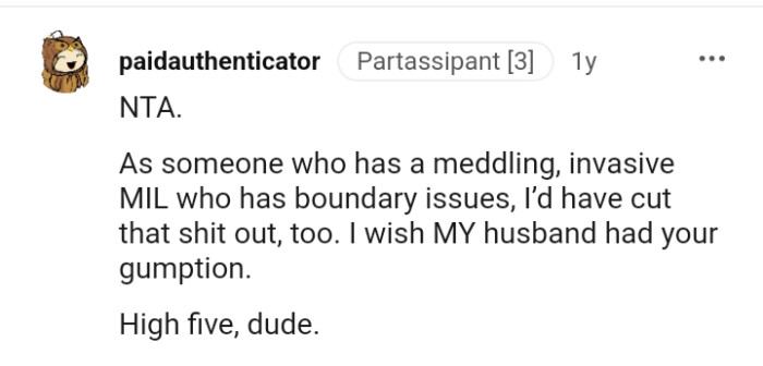 From someone who has a meddling, invasive mother-in-law