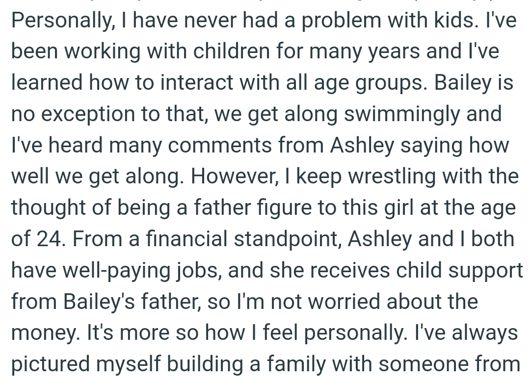 The OP keeps wrestling with the thought of being a father figure to this girl