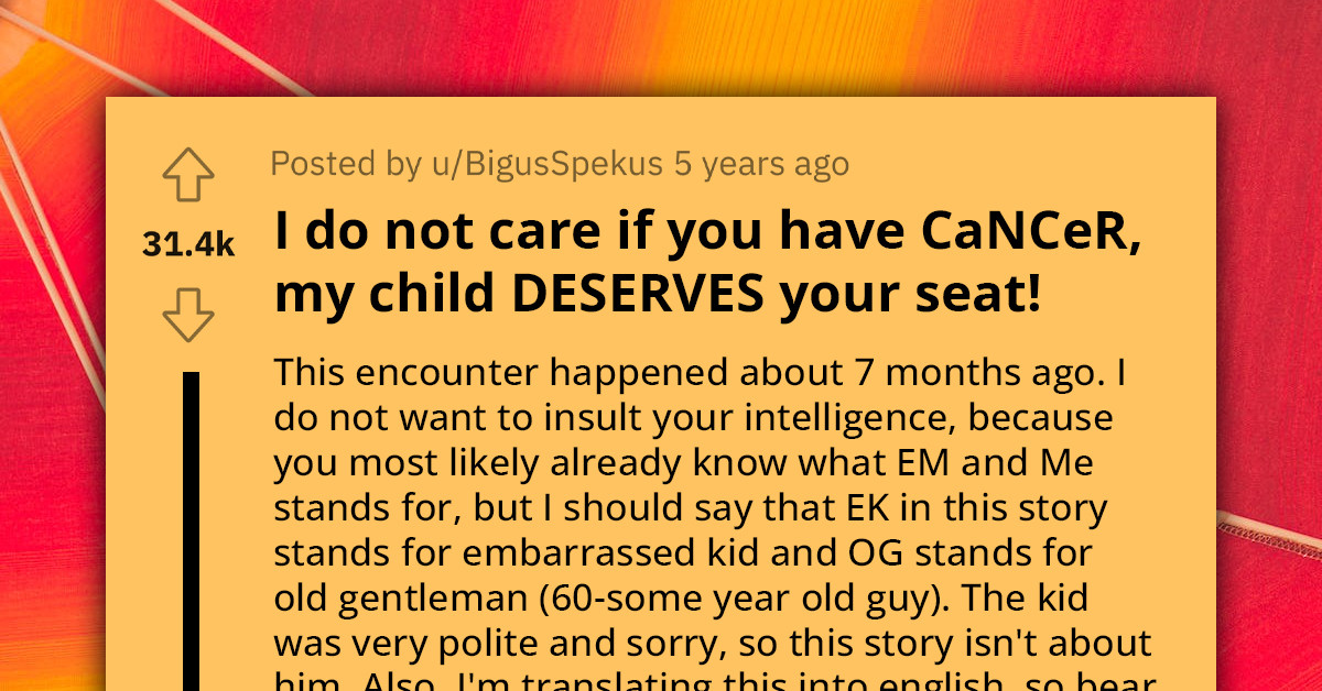 Cancer Survivor Shares How An Entitled Mom Got Her Karma Served Instantly For Demanding His Bus Seat For Her Son