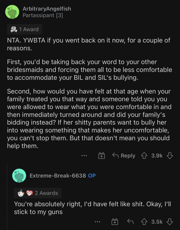 OP needs to stick to her guns and go through with this until the very end.