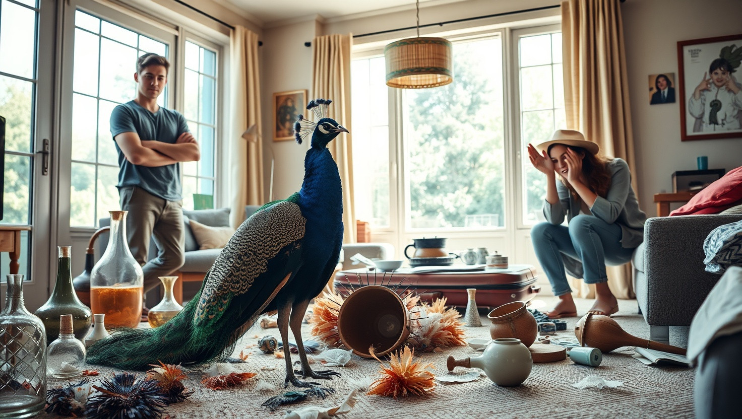 Roommates Emotional Support Peacock Causes Chaos: AITA for Asking Her to Pay for Damages on our Trip?