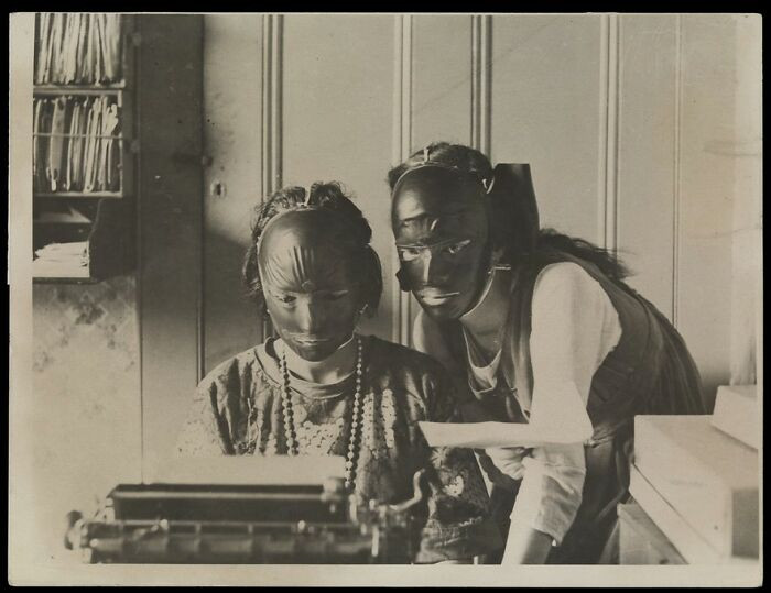 "Beauty Masks, Worn To Remove Wrinkles And Blemishes, 1921"