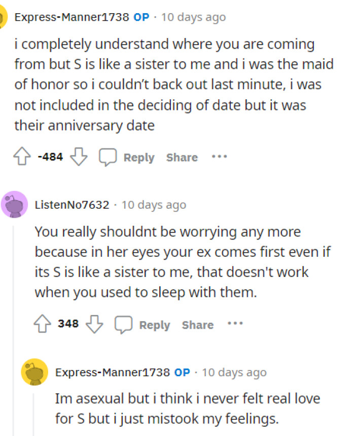 OP actually responded to the comment below and had a little conversation about the decision that she made here.