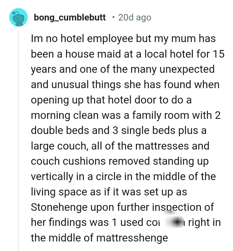 11. Being a housemaid at a local hotel