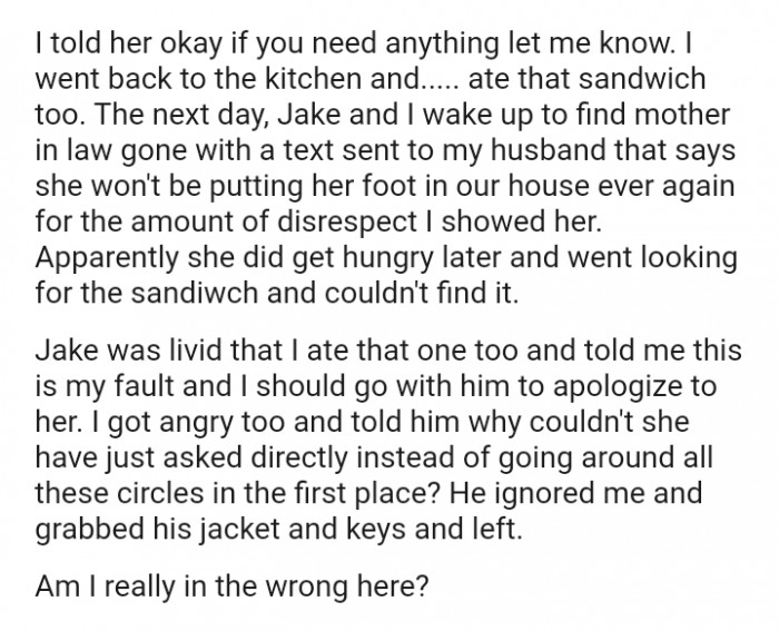 She won't be putting her foot in our house ever again for the amount of disrespect the OP showed her