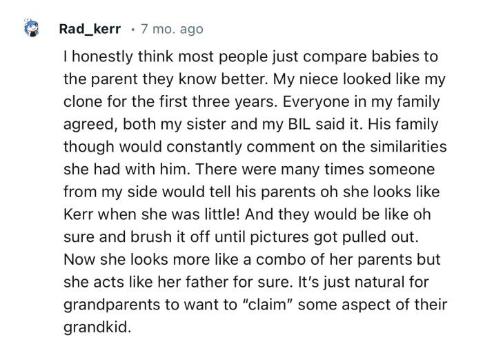“It’s just natural for grandparents to want to ‘claim’ some aspect of their grandkid.”