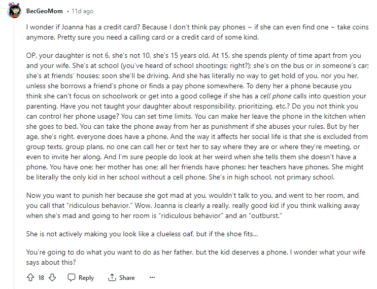 The kid deserves a phone