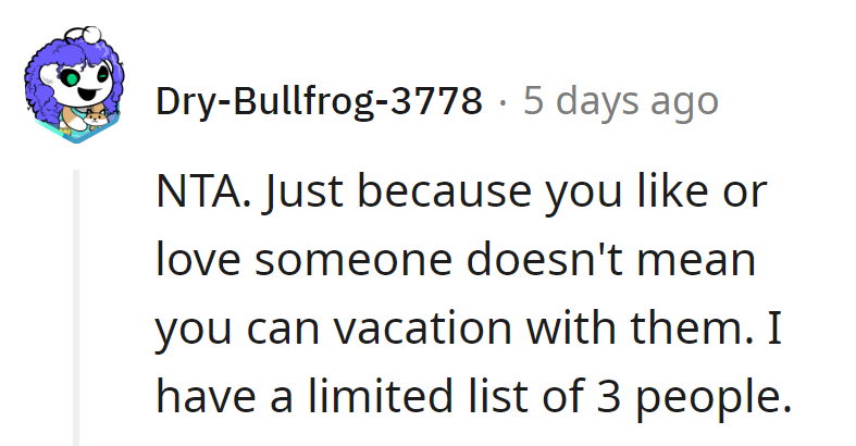 Love doesn't guarantee a spot on the vacation roster. Three's the magic number on that exclusive list.