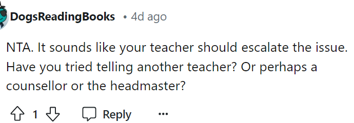 The teacher definitely should have escalated the situation, but it's clear that this isn't a school that prioritizes its students.