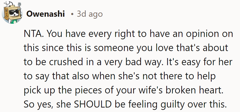 Love earns him a backstage pass to the opinion booth. Her guilt trip needs an upgrade.