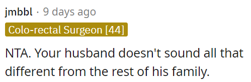 OP's husband seems similar to his family.