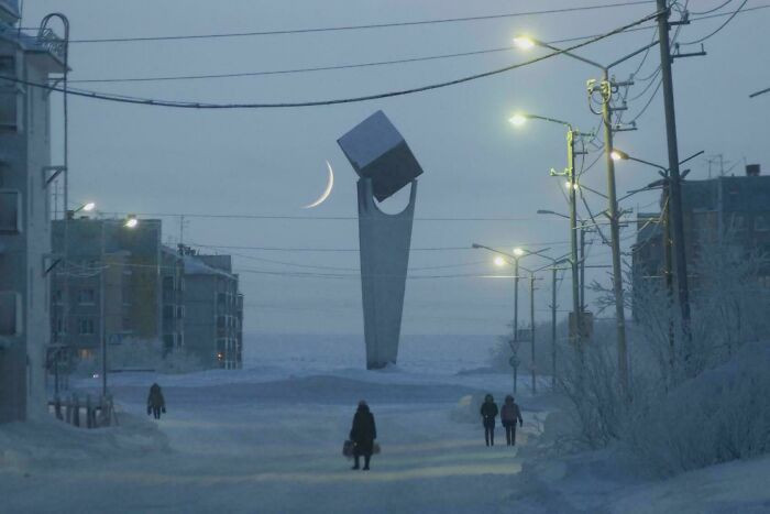 Art Object "Floating Cube", Norilsk, Russia