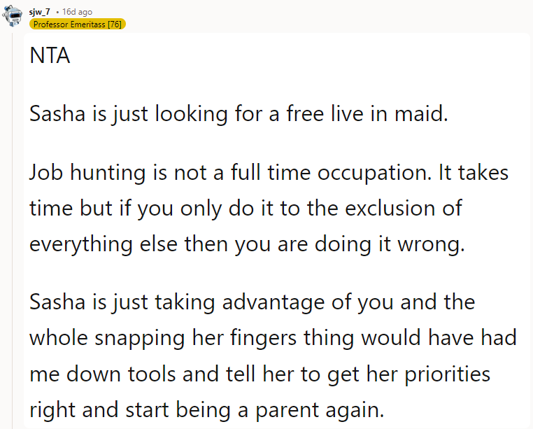 Sasha Is Just Looking for a Free Live-In Maid.
