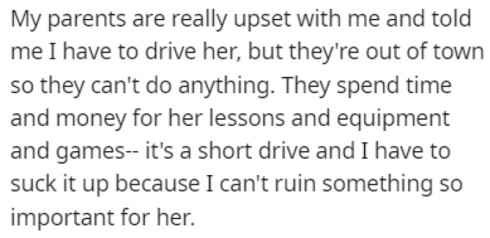 OP's parents are upset with her