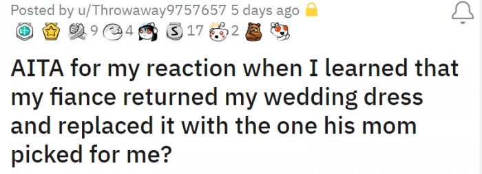 OP posted it under the r/AITA subreddit.