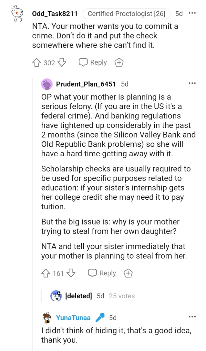 Don't do it and put the check somewhere safe