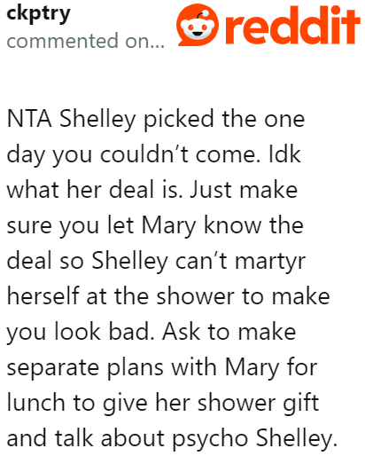 It's a good idea to hang out with the pregnant friend, so she can hand her gift over.