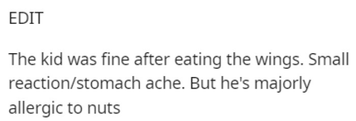 The kid's biggest allergy is nuts